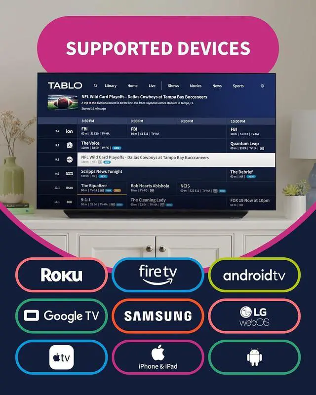 Alt view image 4 of 7 - Tablo 4th Gen 4-Tuner Over-The-Air (OTA) DVR - Watch, Pause & Record Live TV, News, Sports & Movies Throughout Your Home Over Wi-Fi - Pairs w/Any TV Antenna - 50+ Hrs Recording - No Subscriptions