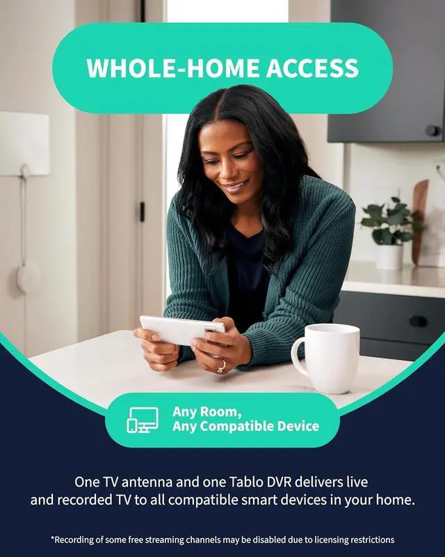 Alt view image 6 of 7 - Tablo 4th Gen 4-Tuner Over-The-Air (OTA) DVR - Watch, Pause & Record Live TV, News, Sports & Movies Throughout Your Home Over Wi-Fi - Pairs w/Any TV Antenna - 50+ Hrs Recording - No Subscriptions