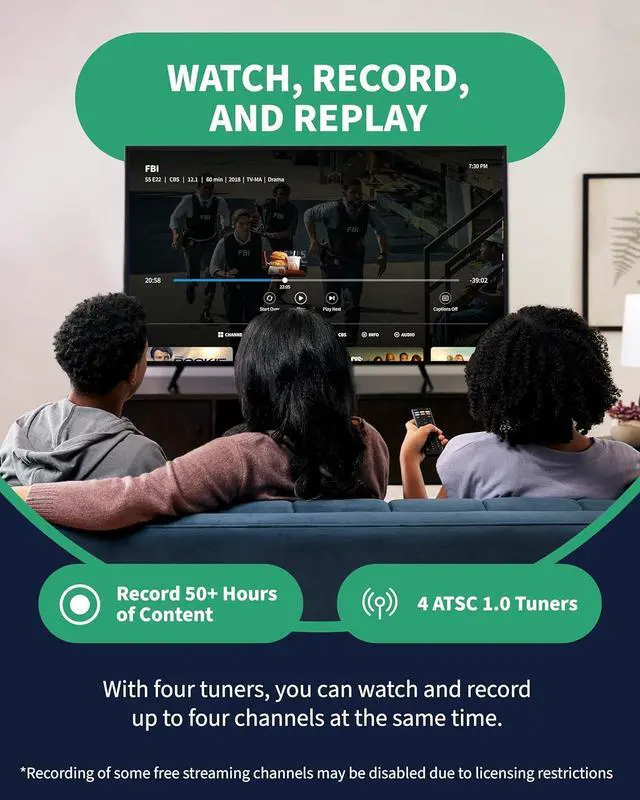 Alt view image 5 of 7 - Tablo 4th Gen 4-Tuner Over-The-Air (OTA) DVR + 35-Mile Indoor TV Antenna - Watch, Pause & Record Live TV, News, Sports & Movies Throughout Your Home Over Wi-Fi - 50+ Hrs Recording - No Subscriptions