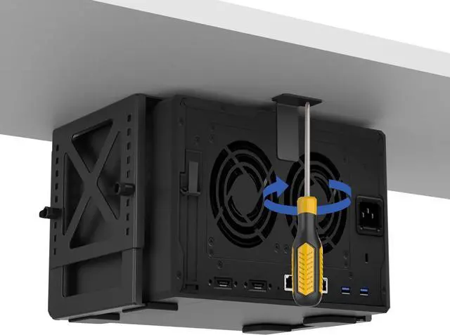 Alt view image 7 of 7 - Adjustable Under Desk PC or NAS Mount Bracket Holder, Compatible with Desktop NAS(Network Attached Storage),CPU,UPS,Small Form Factor Desktop Tower.Xbox Series x,OptiPlex7000/7010