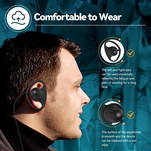 Alt view image 5 of 7 - Wireless Tour Guide System, Tour Guide Headsets, Replaceable Battery, Type-C charging Port, Whisper System with Charger Base for Factory(1 Transmitter 17 Receivers)