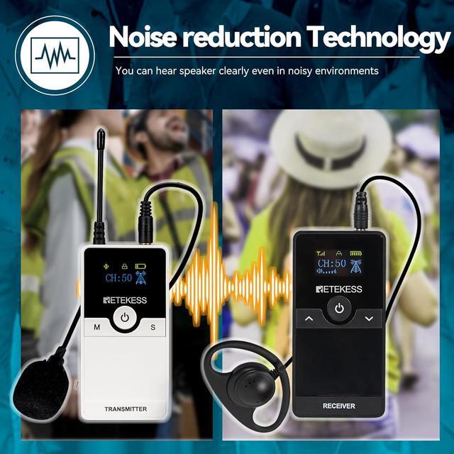 Alt view image 3 of 7 - Wireless Tour Guide System, Tour Guide Headsets, Replaceable Battery, Type-C charging Port, Whisper System with Charger Base for Factory(1 Transmitter 17 Receivers)