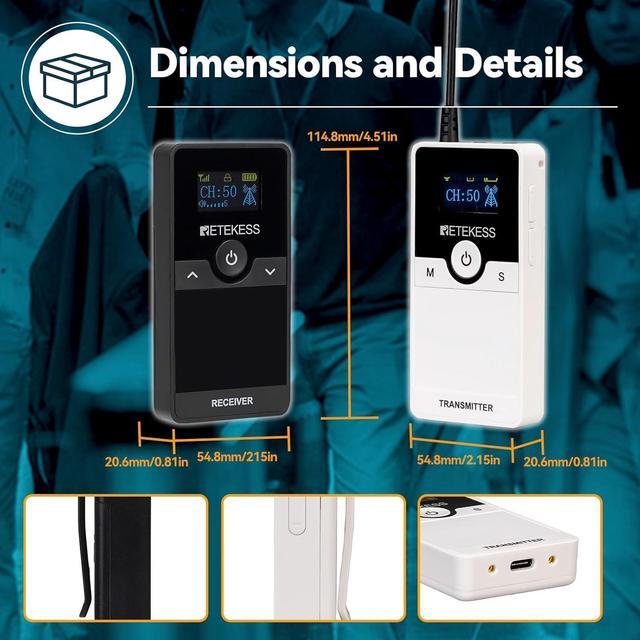 Alt view image 7 of 7 - Wireless Tour Guide System, Tour Guide Headsets, Replaceable Battery, Type-C charging Port, Whisper System with Charger Base for Factory(1 Transmitter 17 Receivers)
