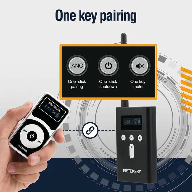 Alt view image 6 of 7 - Wireless Tour Guide System, Noise Reduction,328ft,Tour Guide Headsets with Over Ear Headphones for Factory (1 TX 15 RX)