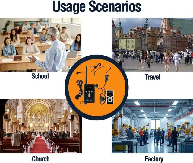 Alt view image 7 of 7 - Wireless Tour Guide System, Noise Reduction,328ft,Tour Guide Headsets with Over Ear Headphones for Factory (1 TX 15 RX)