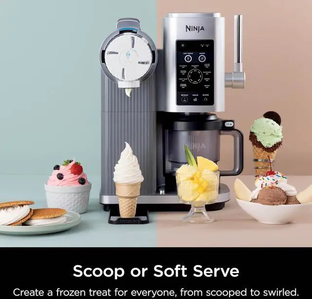 Alt view image 3 of 7 - Ninja Swirl by CREAMi Ice Cream and Soft Serve Maker, Sorbet, Milkshake, Frozen Yogurt, Low Calories Program & More, 13-in-1, Soft Serve Handle, (2) CREAMi Swirl 16oz Pints, For Kids & ALL ages