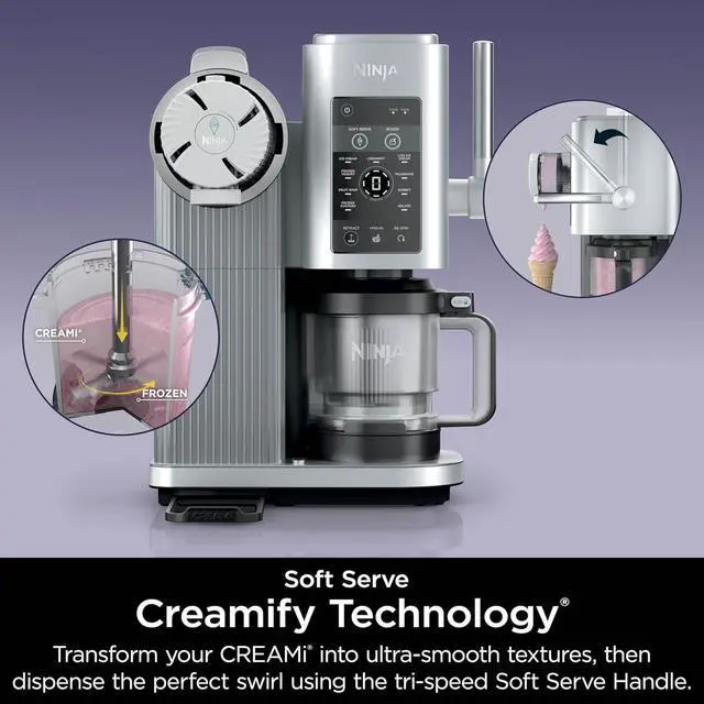 Alt view image 6 of 7 - Ninja Swirl by CREAMi Ice Cream and Soft Serve Maker, Sorbet, Milkshake, Frozen Yogurt, Low Calories Program & More, 13-in-1, Soft Serve Handle, (2) CREAMi Swirl 16oz Pints, For Kids & ALL ages