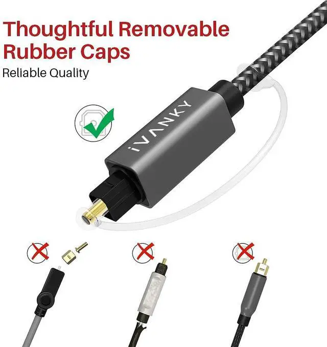 Alt view image 6 of 7 - Optical Audio Cable 6ft/1.8M Long Digital Audio Optical Cable for Soundbar, S/PDIF Toslink Fiber Optic Cord [Braided, Gold-Plated Connectors, CL3 Rated] for TV, Home Cinema, Xbox/PS4, Sonos
