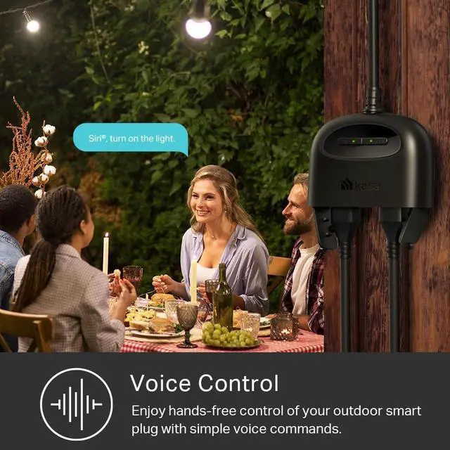 Alt view image 3 of 7 - Kasa Matter Smart Outdoor Plug, Dual Outlet, IP64 Weather Resistance, Works with Apple HomeKit, Amazon Alexa, Google Home, SmartThings, 15A/1800W Max, ETL Certified, 2.4G Wi-Fi Only
