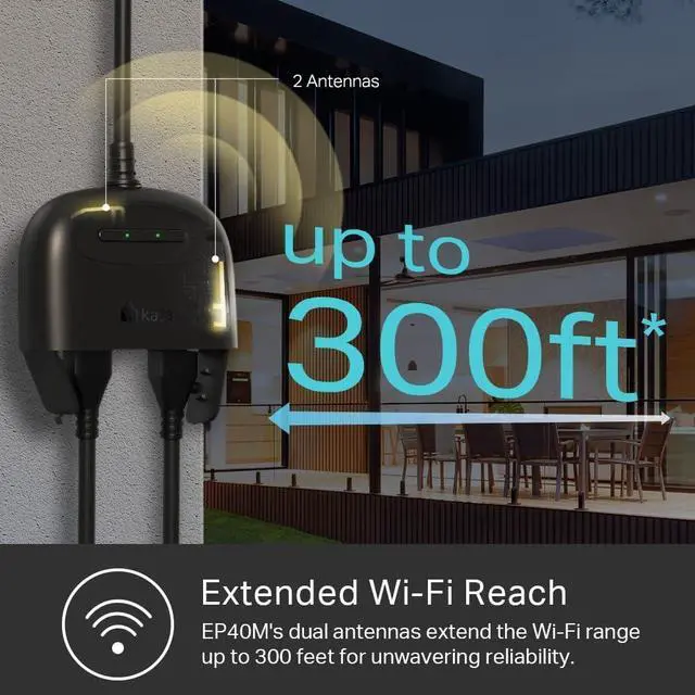 Alt view image 6 of 7 - Kasa Matter Smart Outdoor Plug, Dual Outlet, IP64 Weather Resistance, Works with Apple HomeKit, Amazon Alexa, Google Home, SmartThings, 15A/1800W Max, ETL Certified, 2.4G Wi-Fi Only
