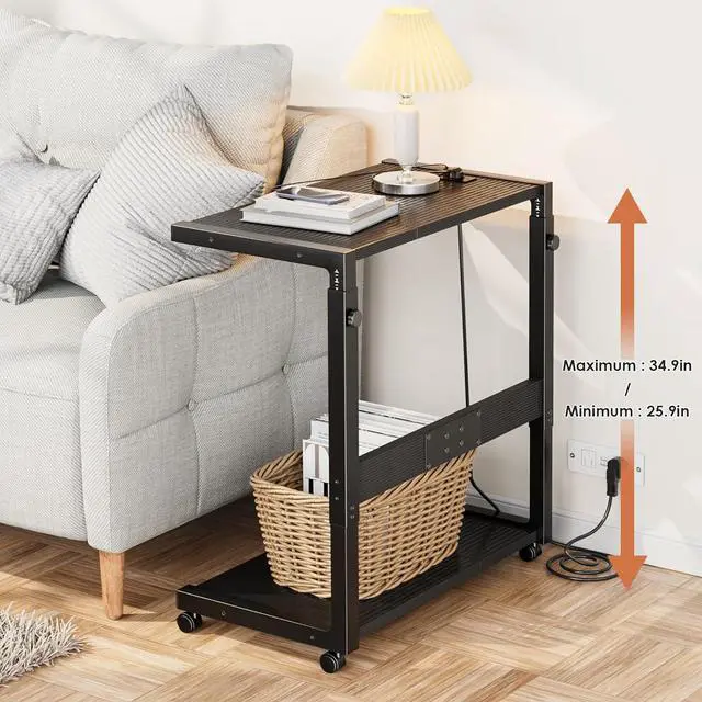 Alt view image 3 of 5 - PC Tower Stand - Adjustable Computer Tower Stand with Charging Station CPU Holder with Wheels for Home Office Gaming, Upgraded Larger Size 25.9" to 34.9" Height