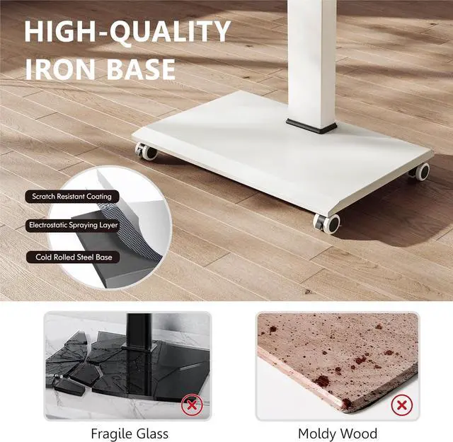 Alt view image 2 of 7 - Rolling TV Stand - Portable Mobile TV Cart on Wheels for 32 to 65 70 75 Inch TVs, Landscape to Portrait Rotating and 40°Swivel, Height Adjustable TV Cart Rolling TV Stand Hold Up to 88 Lbs - White