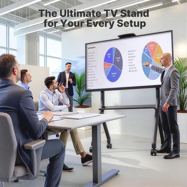 Alt view image 7 of 7 - Rolling TV Stand, 180 lbs Capacity for 42-75 Inch Flat Screen TVs, Portable TV Cart on Lockable Wheels,Mobile TV Cart with Storage Shelf Max VESA 700x500mm for Business,Office, School, Home