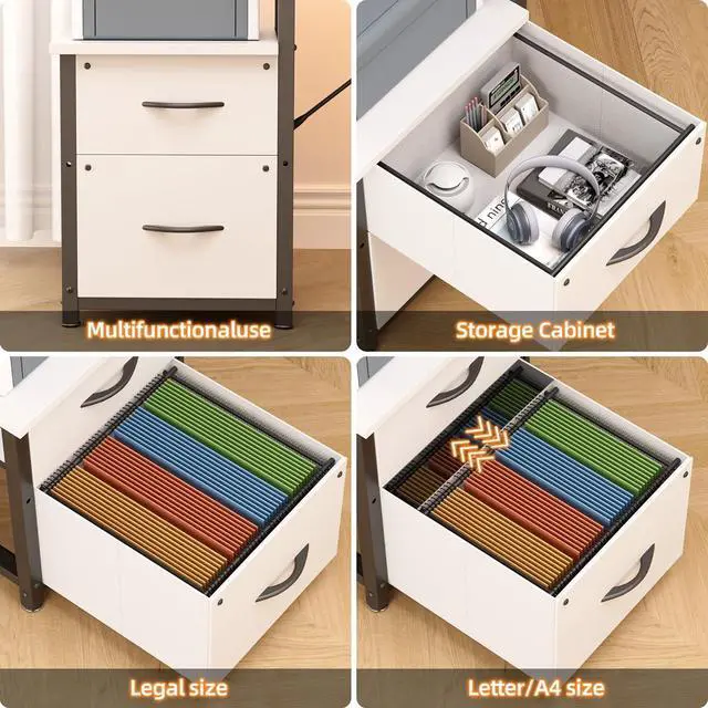 Alt view image 5 of 6 - 69.3" Long Computer Gaming Desk with Storage,Large Customizable Reversible L Shaped Office Desks with Power Outlets & LED Lights, Corner Gaming Table with Monitor Stand, White