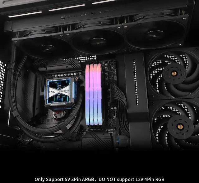 Alt view image 6 of 6 - Thermalright FW PRO 360 Black-360mm AIO CPU Liquid Cooler,IPS LCD Screen with 320 * 320 Resolution,for AM4/AM5/Intel LGA1700/1851,2.73 inchMagnet-Absorbent LCD Screen for Images -Black
