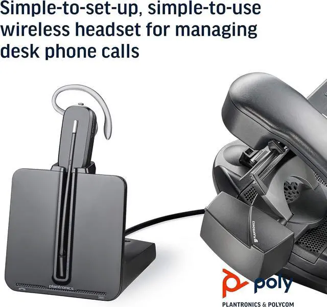 Alt view image 3 of 5 - Plantronics - CS540 Wireless DECT Headset (Poly) - Single Ear (Mono) Convertible (3 Wearing Styles) - Connects to Desk Phone - Noise Canceling Microphone