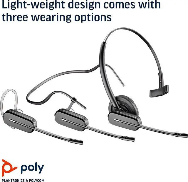 Alt view image 4 of 5 - Plantronics - CS540 Wireless DECT Headset (Poly) - Single Ear (Mono) Convertible (3 Wearing Styles) - Connects to Desk Phone - Noise Canceling Microphone