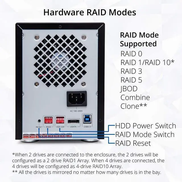 Alt view image 5 of 7 - Syba 10000GB 5 Bay Tool Less Tray Hot Swappable 2.5" 3.5" SATA III RAID HDD External USB 3.0 Enclosure Windows MacOS