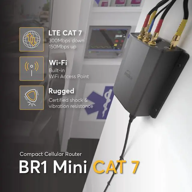 Alt view image 2 of 5 - Peplink Cellular Router MAX BR1 Mini - LTE (CAT 7) WiFi Router | LTE Cellular Modem | 3 Ethernet LAN, Built-in WiFi | Redundant SIM Slots, Built-in eSIM | Upgradeable to Dual WAN | VPN capable