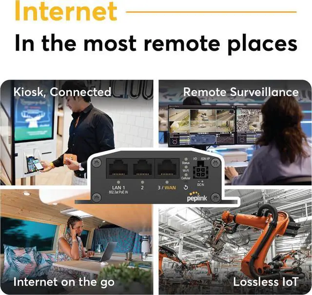 Alt view image 3 of 5 - Peplink Cellular Router MAX BR1 Mini - LTE (CAT 7) WiFi Router | LTE Cellular Modem | 3 Ethernet LAN, Built-in WiFi | Redundant SIM Slots, Built-in eSIM | Upgradeable to Dual WAN | VPN capable