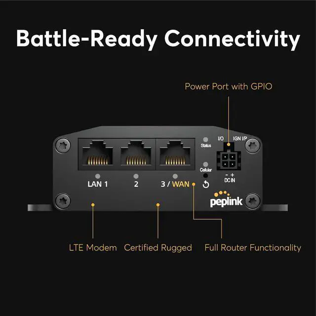 Alt view image 5 of 5 - Peplink Cellular Router MAX BR1 Mini Core | High Speed 150Mbps Single Cellular LTE Computer Modem with Gigabit Ethernet WAN, 2x SMA Cellular Antennas | Redundant SIM Slots | Designed for Security
