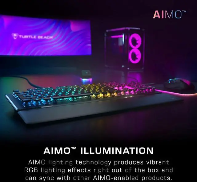 Alt view image 6 of 6 - Turtle Beach Vulcan II  Full-Size PC Gaming Keyboard, Titan II Mechanical Switches, Customizable RGB Illuminated Keys, Detachable Palm Rest, Media Controls, Aluminum Top Plate, Numpad  Black