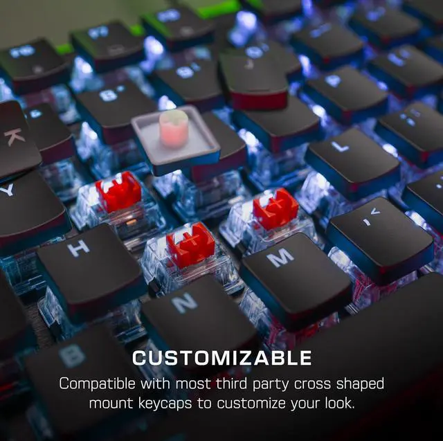 Alt view image 5 of 6 - Turtle Beach Vulcan II  Full-Size PC Gaming Keyboard, Titan II Mechanical Switches, Customizable RGB Illuminated Keys, Detachable Palm Rest, Media Controls, Aluminum Top Plate, Numpad  Black