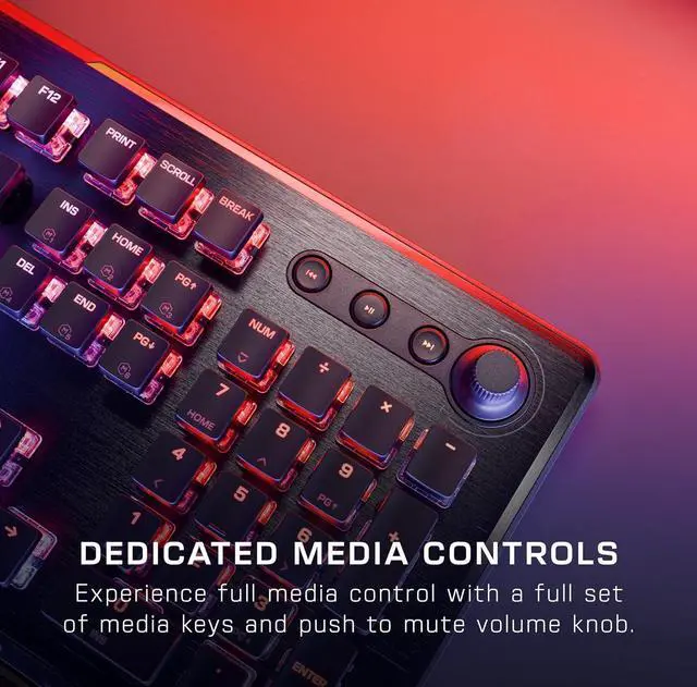 Alt view image 4 of 6 - Turtle Beach Vulcan II  Full-Size PC Gaming Keyboard, Titan II Mechanical Switches, Customizable RGB Illuminated Keys, Detachable Palm Rest, Media Controls, Aluminum Top Plate, Numpad  Black