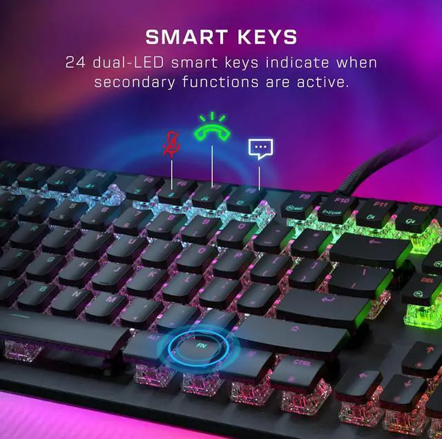 Alt view image 3 of 6 - Turtle Beach Vulcan II Max  Optical-Mechanical PC Gaming Keyboard, Customizable RGB Illuminated Keys and Palm Rest, Smart Keys, Titan II Smooth Linear Switches, 200M Keystroke Durability  Black
