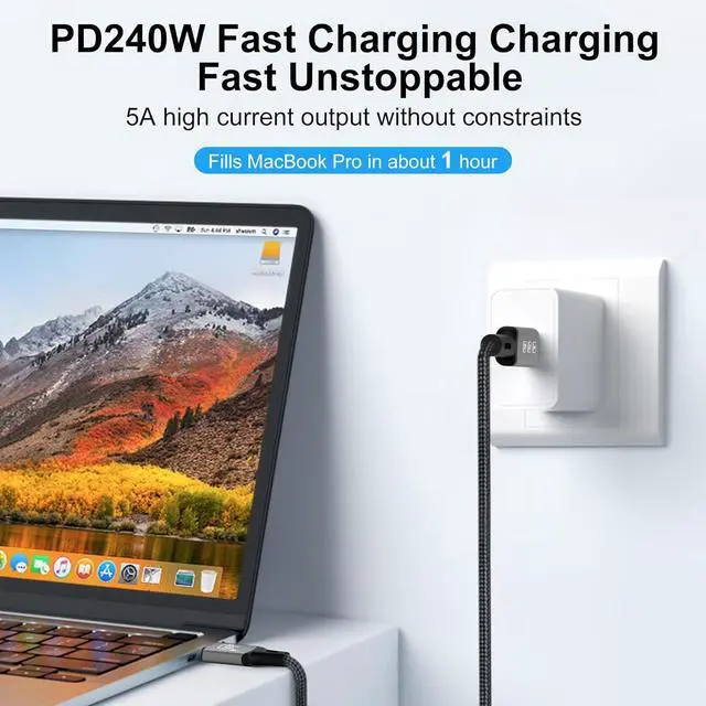 Alt view image 4 of 7 - USB4 Cable, with Thunderbolt 4 Cable, 240W Charging, 40Gbps Data, 8K @ 60Hz 4K120Hz HDR, PD3.1, USB C to USB C Cable, M1 M2 M3 SSD Laptops Monitor 10FT