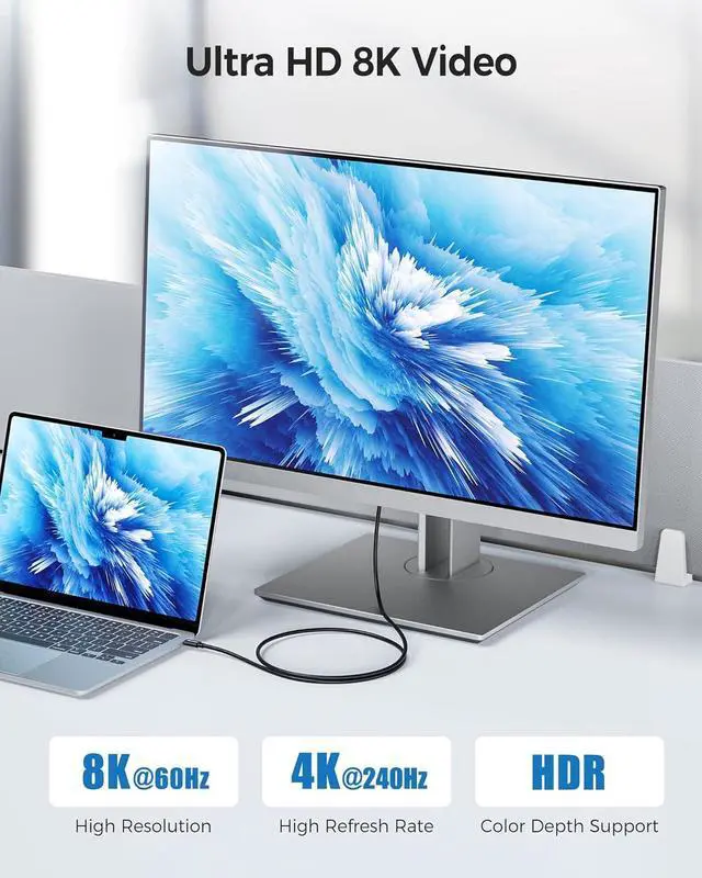 Alt view image 3 of 6 - Cable Matters [Intel Certified] 40Gbps Thunderbolt 4 Cable 1ft with 8K Video and 240W Charging - 1m, Compatible with USB4, Thunderbolt 3 Cable and USB-C Black
