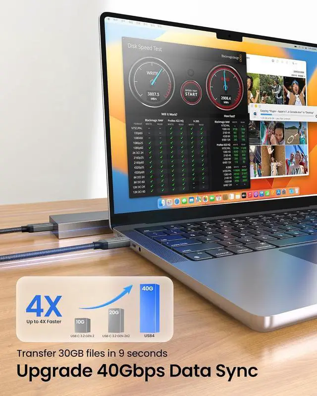 Alt view image 3 of 7 - USB 4 Cable [USB-IF Certified] for Thunderbolt 4 Cable, 40Gbps Data Sync, 8K/5K@60Hz, 240W, USB C Thunderbolt Cable 10FT, Compatible for MacBook, SSD, iPhone 16/15, Docking, eGPU, Monitor