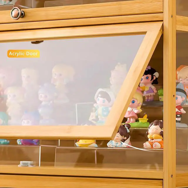 Alt view image 3 of 5 - Curio Display Cabinet with Acrylic Glass Doors, 5-Tier Display Case, Collectibles Toy Organizers Rack & Display Shelf, Kids Bookcase for Home, Playroom, Living Room - Brown