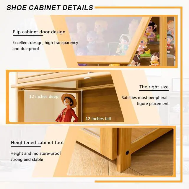 Alt view image 5 of 5 - Curio Display Cabinet with Acrylic Glass Doors, 5-Tier Display Case, Collectibles Toy Organizers Rack & Display Shelf, Kids Bookcase for Home, Playroom, Living Room - Brown