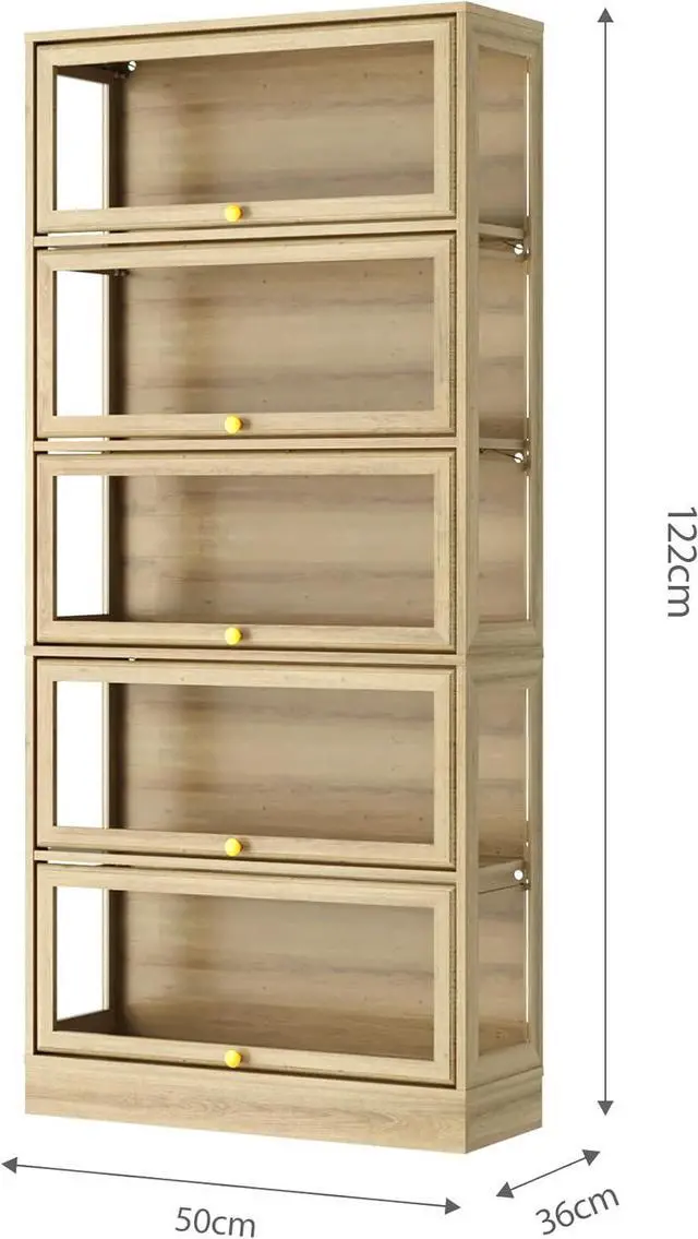 Alt view image 2 of 7 - Display Cabinet with Acrylic Glass Doors,5-Tiers Curio Cabinet with LED Lighting for Collectibles, Collectibles Toy Organizers Rack & Display Shelf Display Case Storage Cabinet, Natural