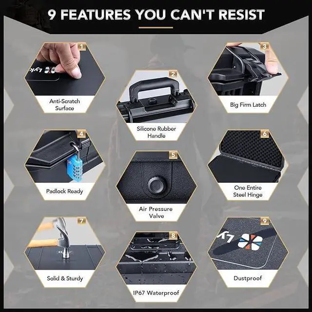 Alt view image 5 of 7 - HC-4610 Waterproof Hard Case with Foam, Interior Size 18.1x14.2x5.1 inch, Suitable for camera,laptop,electronic equipment and more