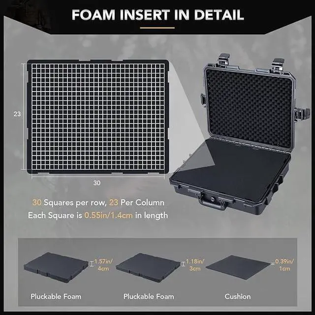 Alt view image 7 of 7 - HC-4610 Waterproof Hard Case with Foam, Interior Size 18.1x14.2x5.1 inch, Suitable for camera,laptop,electronic equipment and more