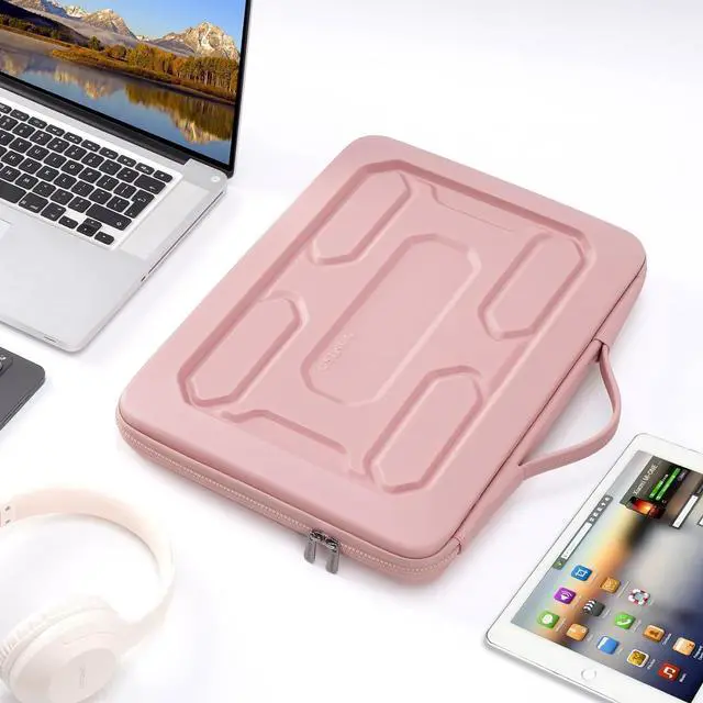 Alt view image 6 of 7 - 17 inch Laptop Sleeve with Handle Shockproof Waterproof EVA Protective Case for 17.3" ZBook Fury 17.3 G8/MSI GS73VR Stealth Pro/HP Envy 17/LG Gram 17"/ROG Strix GL702VS, Pink