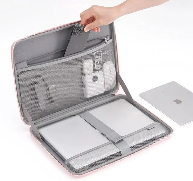 Alt view image 4 of 7 - 17 inch Laptop Sleeve with Handle Shockproof Waterproof EVA Protective Case for 17.3" ZBook Fury 17.3 G8/MSI GS73VR Stealth Pro/HP Envy 17/LG Gram 17"/ROG Strix GL702VS, Pink