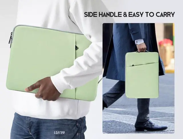 Alt view image 6 of 7 - 17 inch Laptop Carrying Case, Padded Travel Computer Sleeve Bag for HP 17.3-in Laptop, HP Envy 17, Dell Inspiron 17, ASUS Vivobook 17, Lenovo ideapad 17, Water-Resistant with Handle -Mint Green