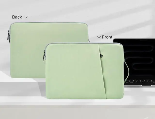 Alt view image 7 of 7 - 17 inch Laptop Carrying Case, Padded Travel Computer Sleeve Bag for HP 17.3-in Laptop, HP Envy 17, Dell Inspiron 17, ASUS Vivobook 17, Lenovo ideapad 17, Water-Resistant with Handle -Mint Green