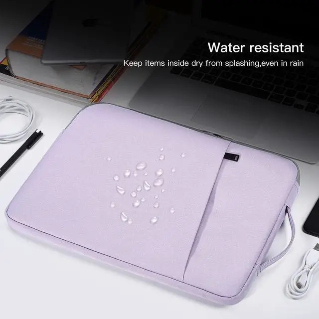 Alt view image 6 of 7 - 17 inch Laptop Case Sleeve, Padded Protective Shockproof Water-Resistant Laptop Cover with Handle for HP Envy 17 / Pavilion 17, Dell Lenovo Asus Acer MSI 17.3-in Computer Carrying Bag -Purple