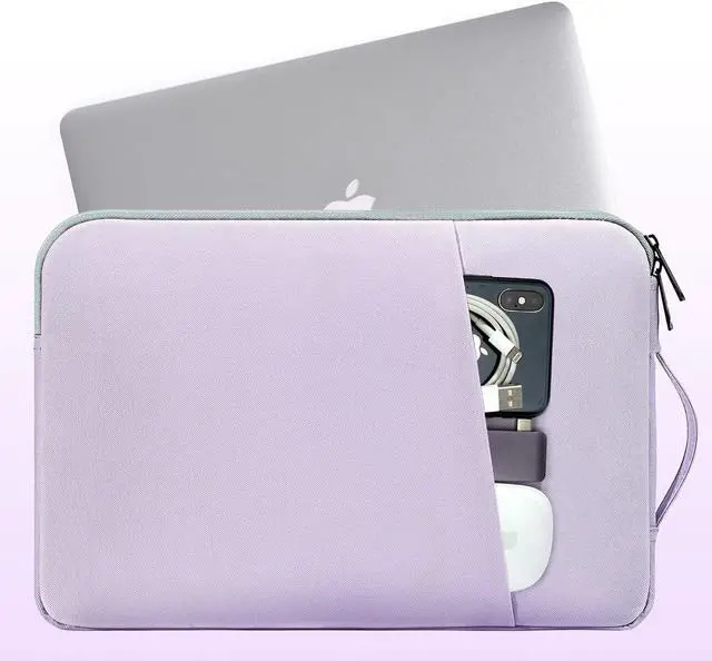 Alt view image 5 of 7 - 17 inch Laptop Case Sleeve, Padded Protective Shockproof Water-Resistant Laptop Cover with Handle for HP Envy 17 / Pavilion 17, Dell Lenovo Asus Acer MSI 17.3-in Computer Carrying Bag -Purple