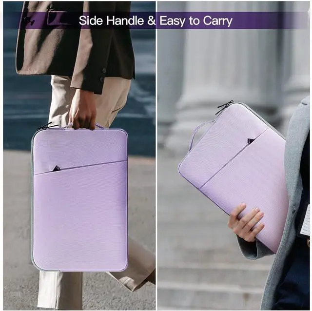 Alt view image 7 of 7 - 17 inch Laptop Case Sleeve, Padded Protective Shockproof Water-Resistant Laptop Cover with Handle for HP Envy 17 / Pavilion 17, Dell Lenovo Asus Acer MSI 17.3-in Computer Carrying Bag -Purple
