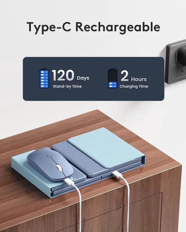 Alt view image 6 of 7 - Foldable Keyboard and Mouse, Folding Bluetooth Keyboard Combo, 2.4G + BT5.0 x 2, Full-Size Portable Travel Keyboard & Rechargeable Wireless Mouse for Windows Android iOS Mac OS, Blue