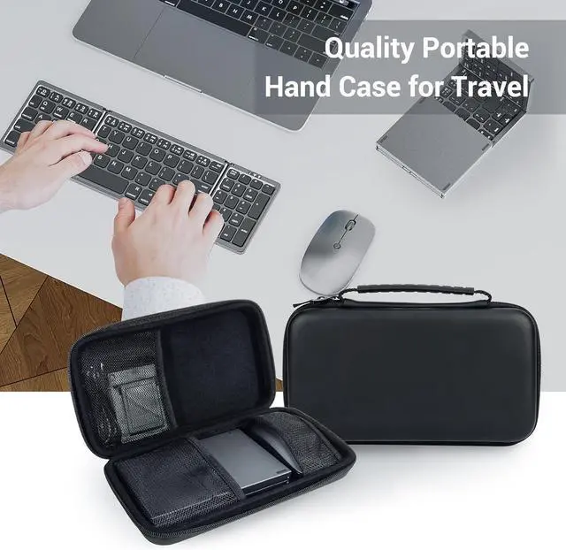 Alt view image 6 of 7 - Foldable Keyboard and Mouse for Laptop, Travel Bluetooth Folding Keyboard Mouse with Portable Case, Rechargeable Keyboard for Business, 2.4G Wireless & Bluetooth, for iPad Tablets Laptop iOS AndroGrey