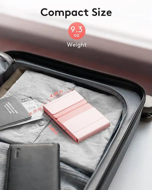 Alt view image 5 of 7 - Foldable Bluetooth Keyboard with Touchpad, Full-Size Wireless Portable Travel Folding Keyboard for iOS Android Windows Mac OS, Support 3 Devices (BT5.1 x 3), Pink