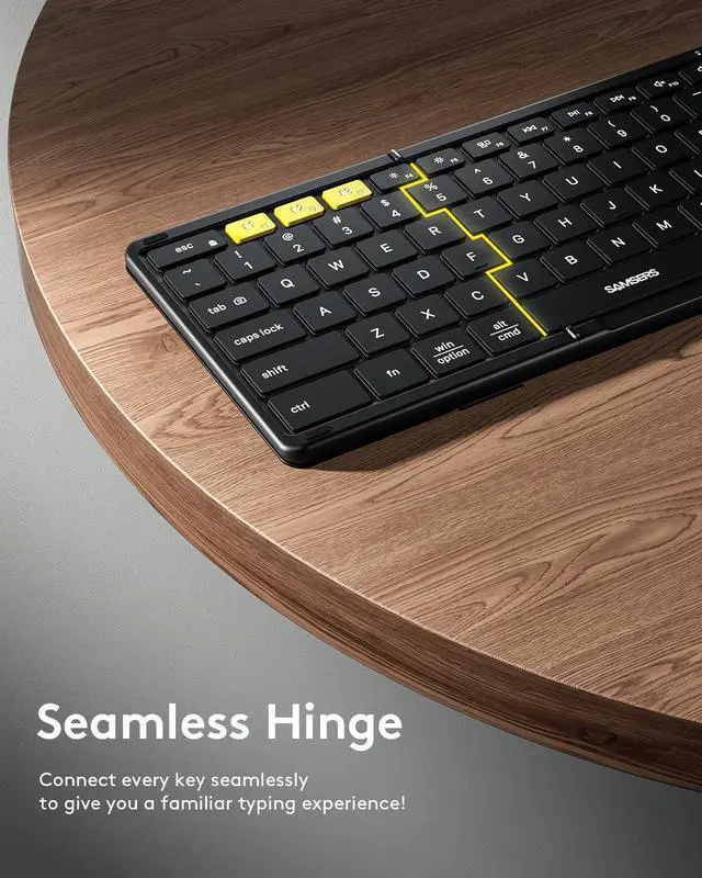 Alt view image 4 of 7 - Foldable Bluetooth Keyboard with Touchpad, Full-Size Wireless Folding Keyboards with Backlight, Portable Travel for iOS Android Windows Mac OS, Support 3 Device(BT5.1 x 3), Black