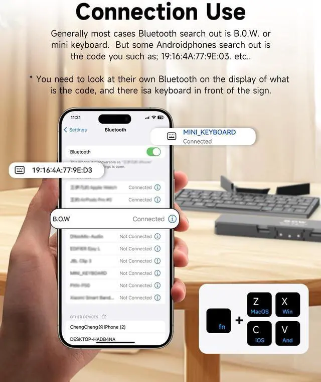 Alt view image 5 of 7 - Foldable Bluetooth Keyboard with Magnetic Stand,Aluminum Alloy Mini Quiet Folding Portable Lightweight Travel Rechargeable Pocket for Tablet,iPad, Phones, Black