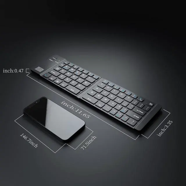 Alt view image 4 of 7 - Foldable Bluetooth Keyboard for iPhone, iPad and Smartphone, Travel Keyboard (Black)